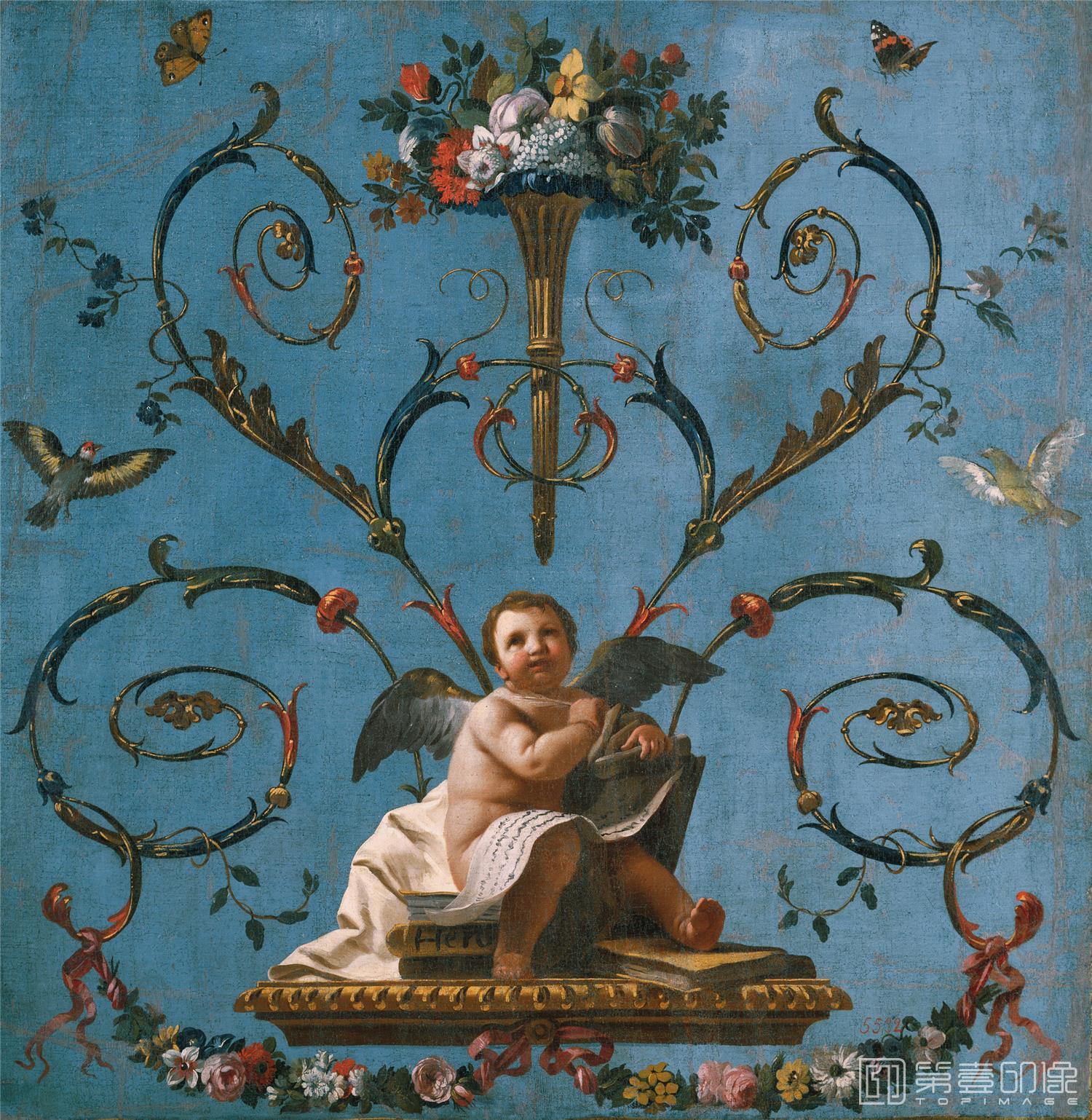 油画-西班牙普拉多美术馆油画藏画-Castillo, José del-Alegoría de la Aritmética-117cm x 113cm-0530
